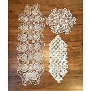 Vintage Doilies Ecru Crochet Doilies Lot Of 3